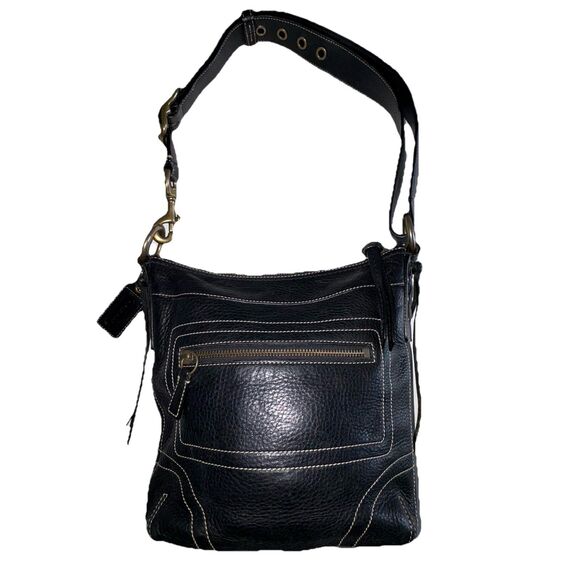 Vtg Coach Bleecker Black Pebbled Bag Purse Y2K Classic Duffle Crossbody 10398 - Picture 1 of 16